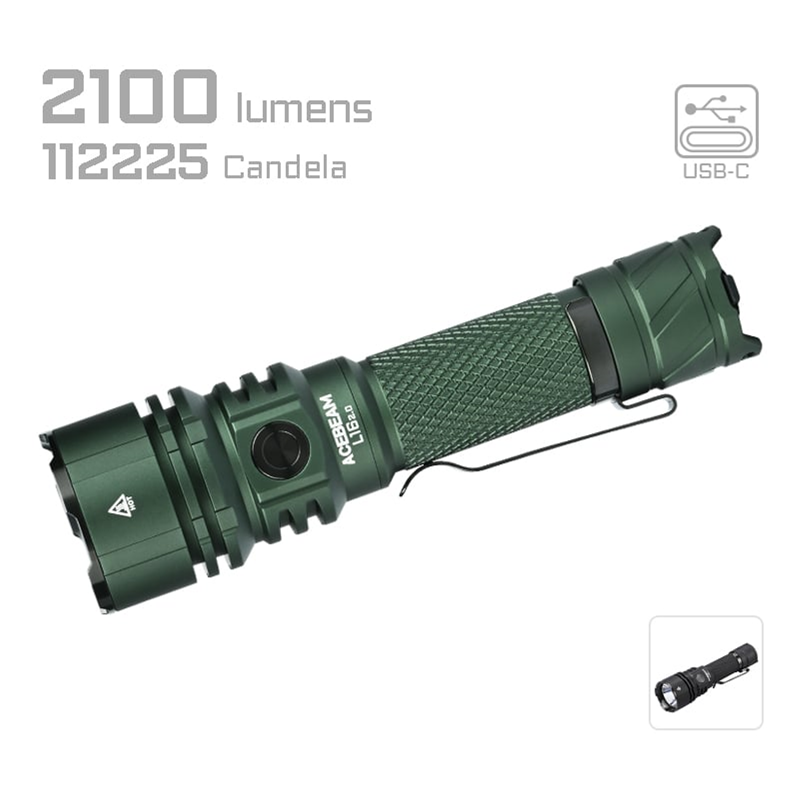 L16 2.0 – taktische LED-Taschenlampe mit 2.100 Lumen, 670 m Reichweite (grün)