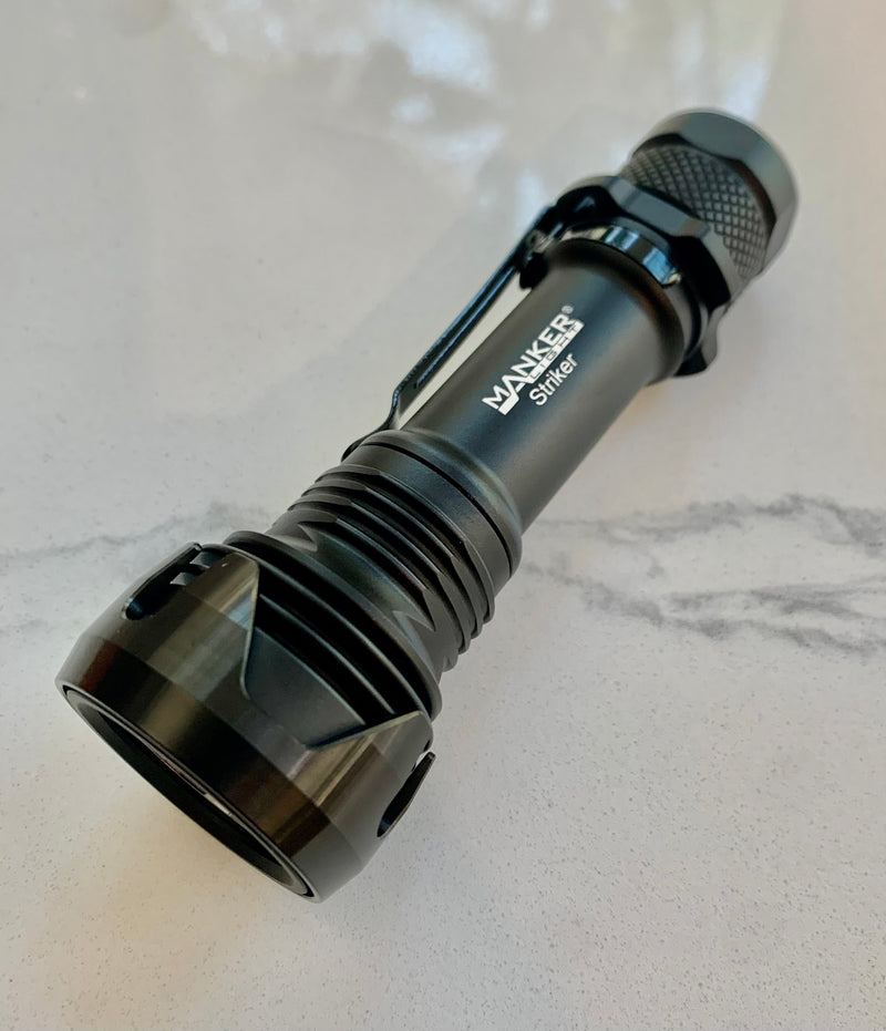 Manker Striker Black Flashlight + USB Type-C Rechargeable 18650 Battery 2300 Lumens