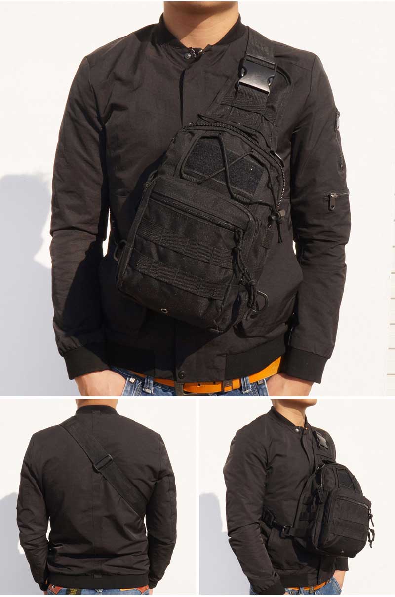 EDC Shoulder Chest Backpack Single Shoulder Strap (Black)