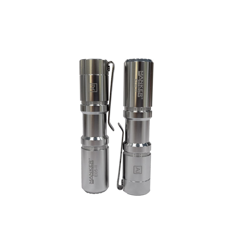 Manker E05 II 800 Lumens High Output EDC Flashlight (Silver) NICHIA 519A 4000K R9080