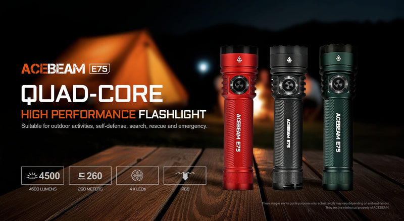 Acebeam E75 Quad-Core LED Flashlight 4*CREE XP-LR Round LEDs 6500K (Desert)