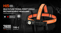 Acebeam H15 2.0 Dual Light Source Rechargeable Headlamp 2800 Lumens