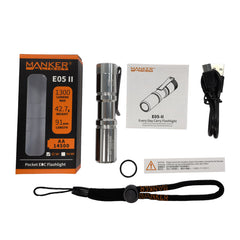 Manker E05 II 800 Lumens High Output EDC Flashlight (Silver) NICHIA 519A 4000K R9080