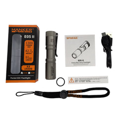 Manker E05 II Ti Titanium Bead Blasted EDC Flashlight CW & NW