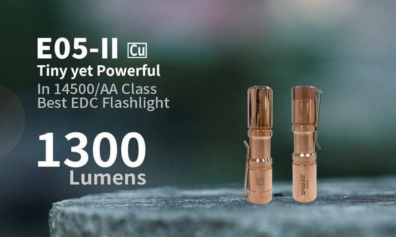 Manker E05 II Cu 800 Lumens (Copper) EDC Flashlight NICHIA 519A 4000K R9080