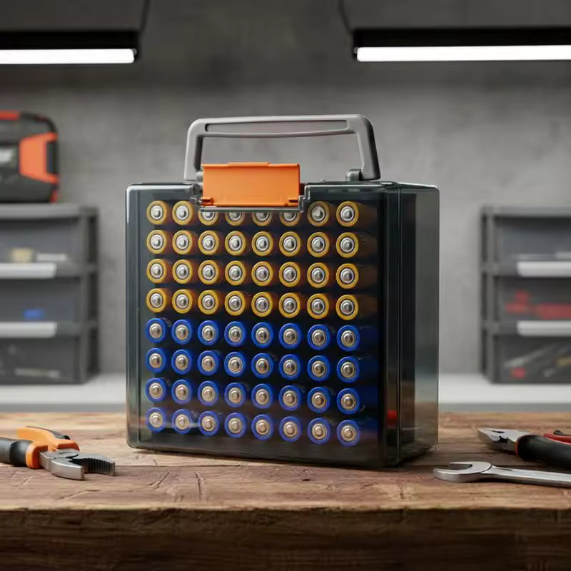 Battery Storage Organizer Holds 72 AA & AAA Batteries Battery Box Case Container and Organizer