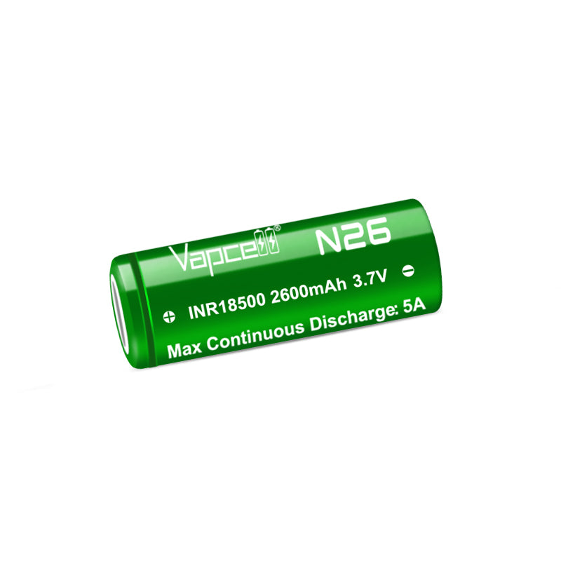 Vapcell N26 18500 2600mAh 5A Rechargeable Li-ion Flat Top Battery