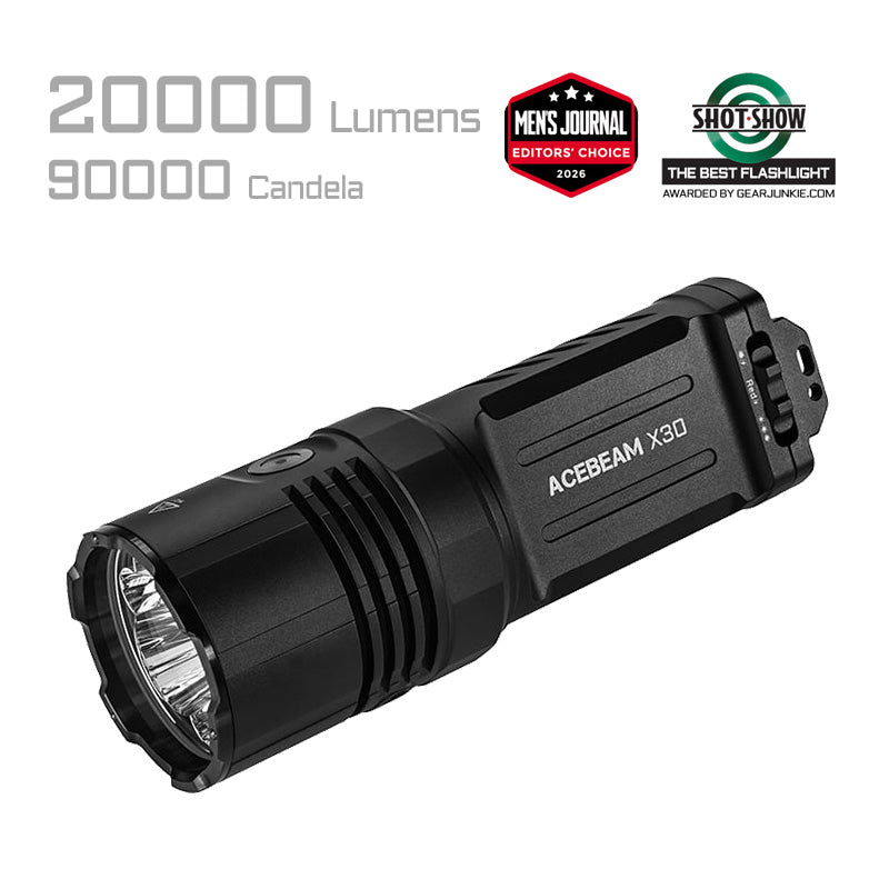 Acebeam X30 Dual-Source Searching Flashlight with Three Modes CREE XHP70.3 HI 18,000 Lumens