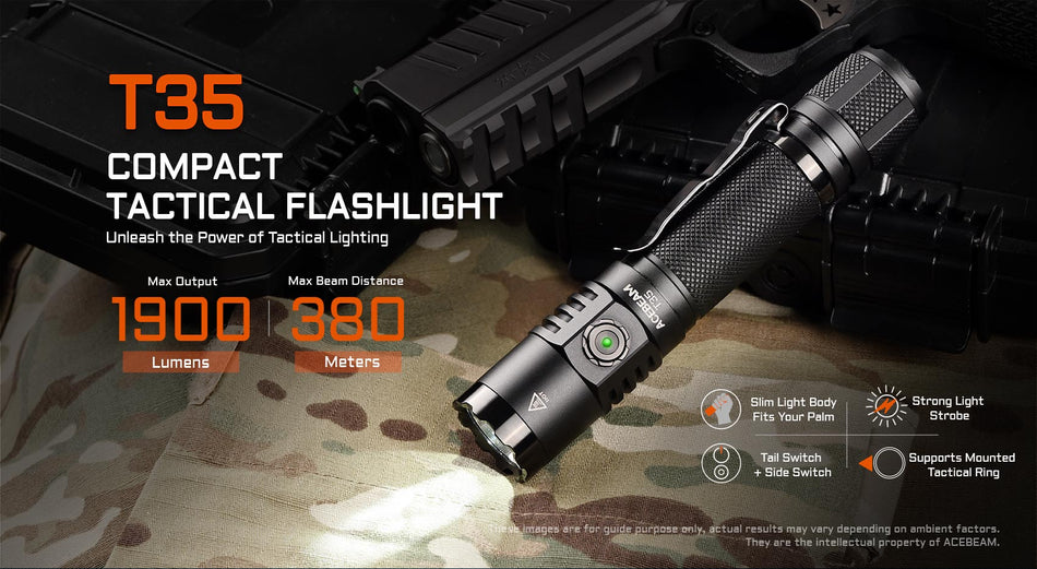 Acebeam T35 Compact Tactical Flashlight 1900 Lumens (Blue & Green Camo) Limted Edition