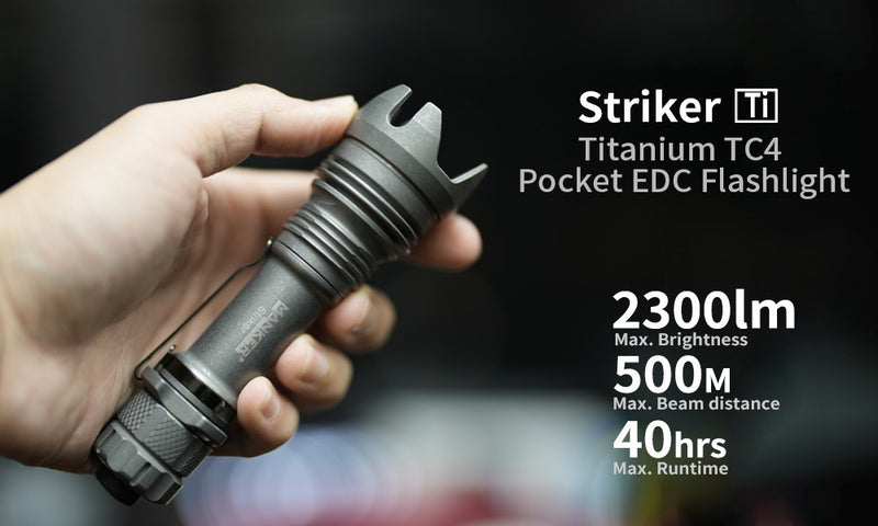 Manker Striker Ti Stonewashed EDC Flashlight 2300 Lumens