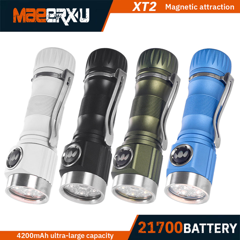 Maeerxu XT2 4000 Lumen Portable Side Switch 21700 Li-Ion Battery Flashlight