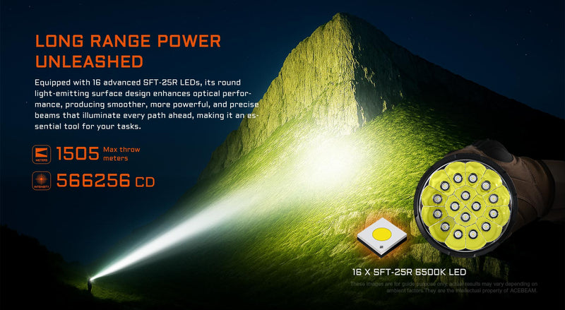 Acebeam X25 High-Power Long Range Flashlight 22000 Lumens