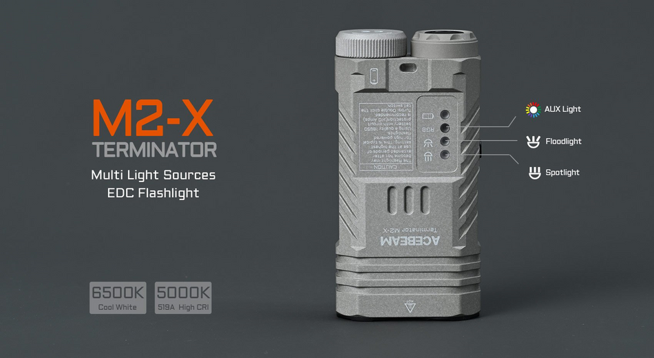 Acebeam Terminator M2-X With RGB (MAO) 6500K & 5000K Nichia 519A