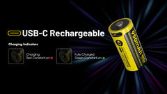 Nitecore NL169R 950mAh Rechargeable RCR123 16340 Battery with USB-C Charging Port