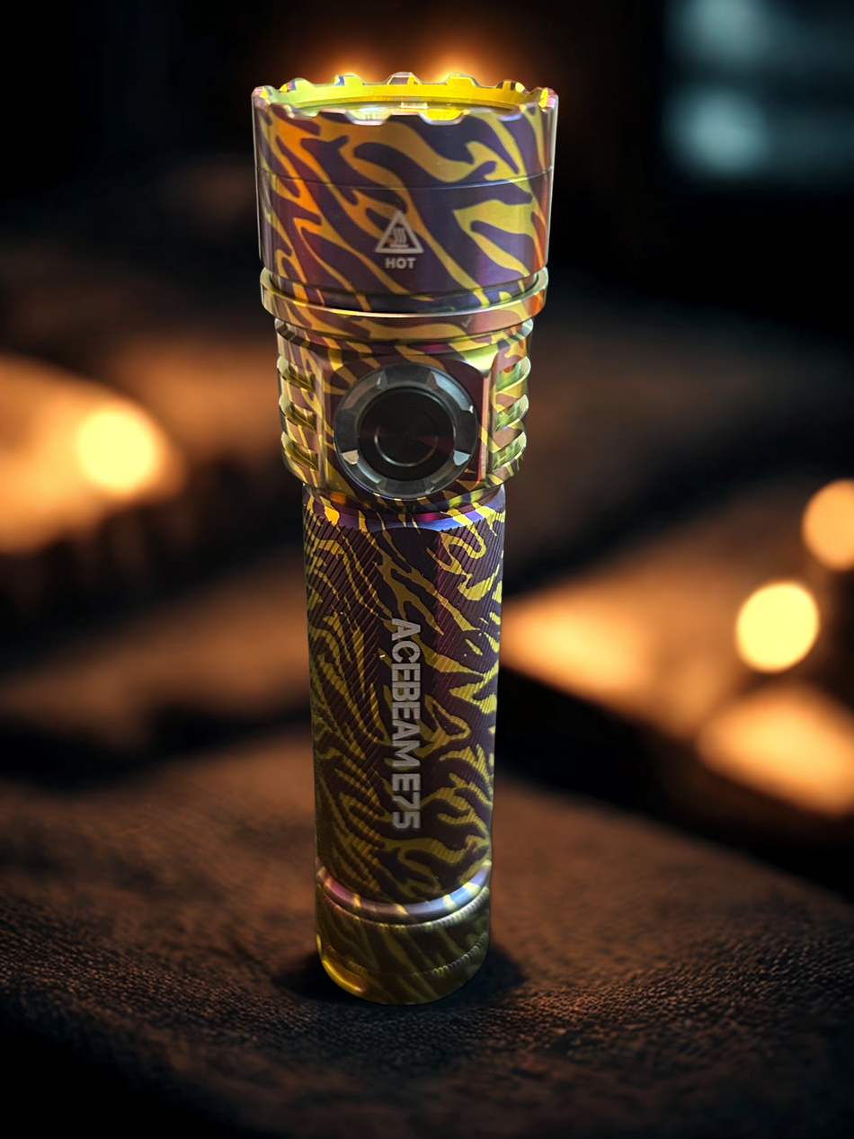 Acebeam E75 High-performance Quad-Core EDC Flashlight (Rainbow Titanium Tiger Stripe) Limited Edition