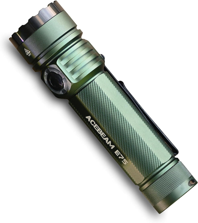 Acebeam E75 Quad-Core High Performance LED Flashlight 4500 Lumens Black and ODG Green