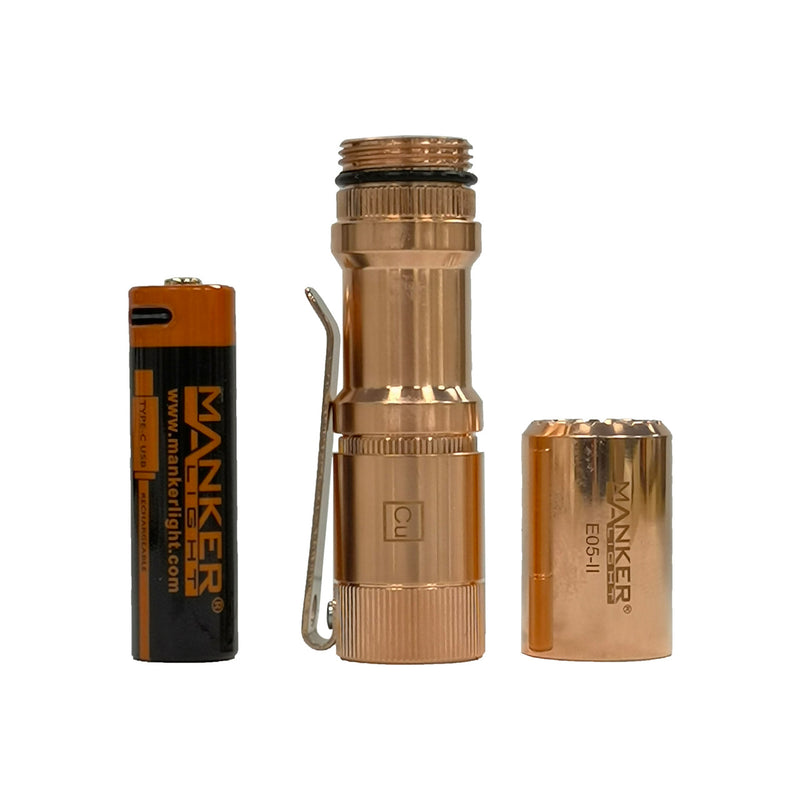 Manker E05 II Cu 800 Lumens (Copper) EDC Flashlight NICHIA 519A 4000K R9080