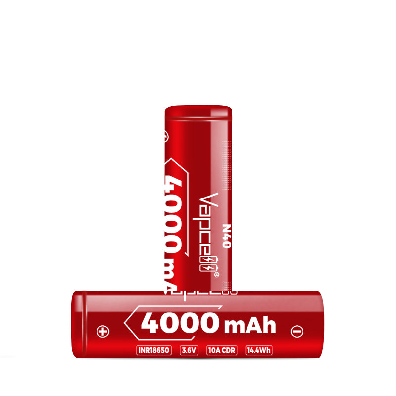 Vapcell N40 18650 4000mAh 10A Rechargeable Li-ion Flat Top INR Battery