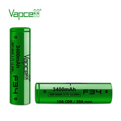 Vapcell F34 18650 3400mah 10A/20A Rechargeable Flat Top Battery
