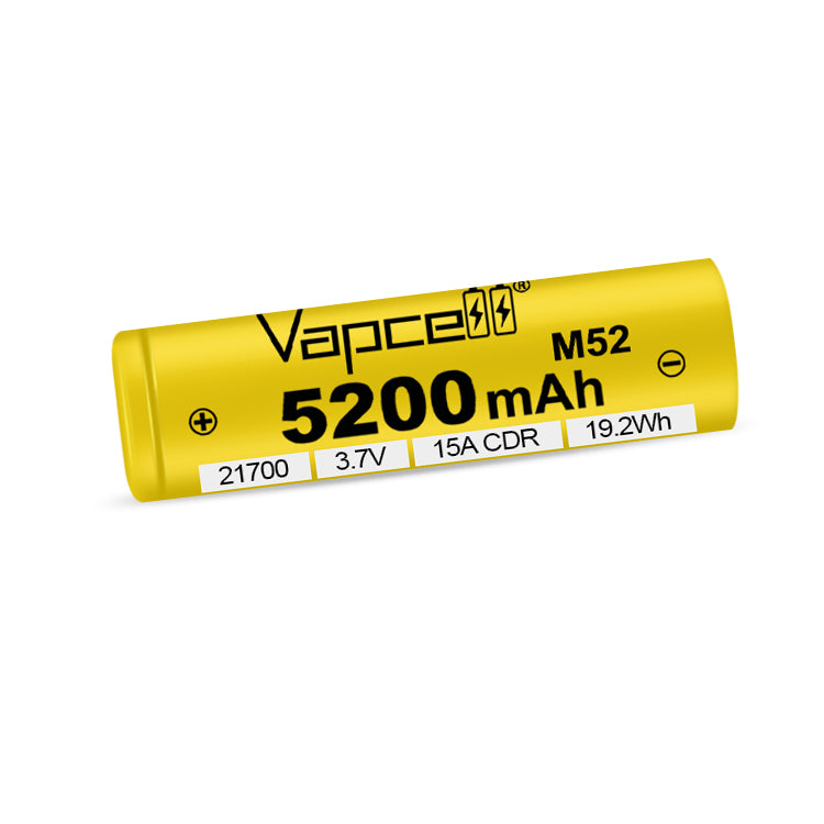 Vapcell M52 21700 5200MAH 15A Rechargeable INR Flat Top Battery