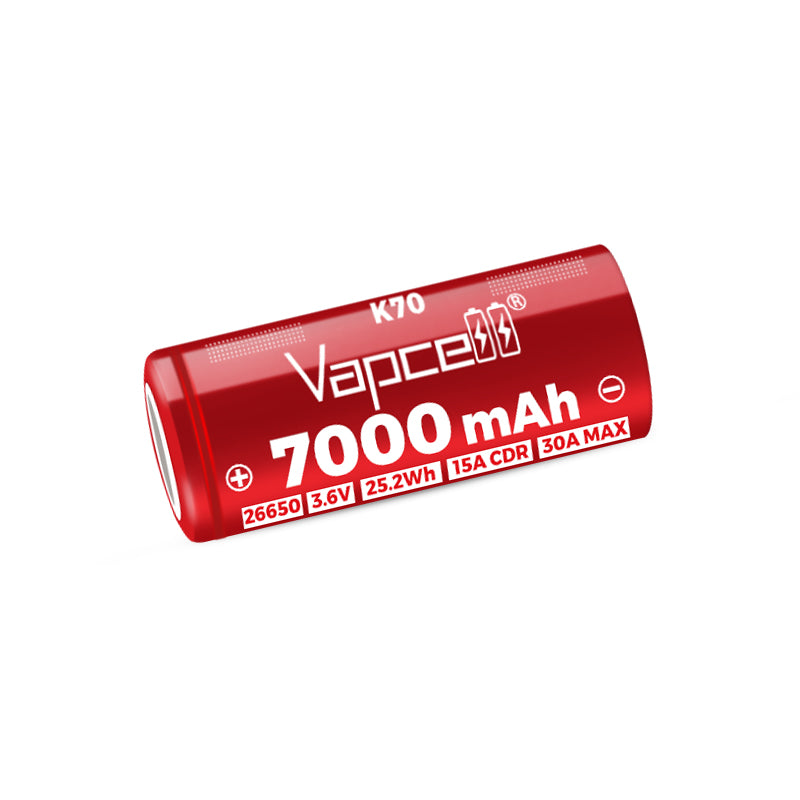 Vapcell 26650 7000mah 30A K70 Rechargeable INR Button Top Battery