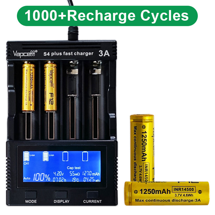 Vapcell 14500 F12 1250mah 3A Rechargeable Flat Top Battery