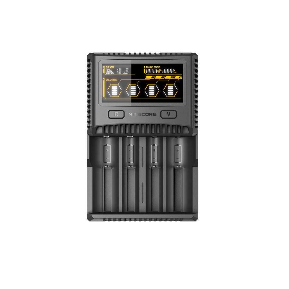 Nitecore SC4 4-Slot Fast Universal Battery Charger for 18650 17650 17670, RCR123A 16340 14500 AA AAA C D