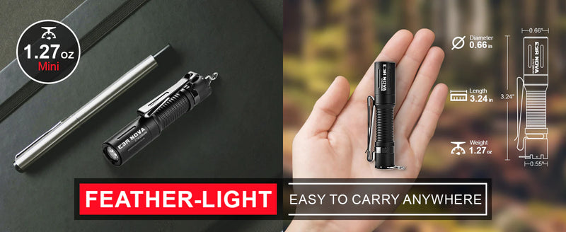 Powertac E3R Nova- EDC Rechargeable Flashlight 820 Lumens