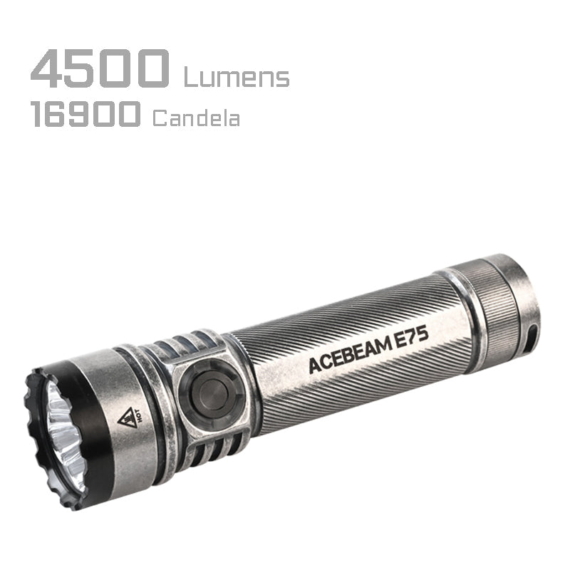 Acebeam E75 Quad-Core LED Flashlight Silver Plated Bronze 4500 Lumens (Limited Edition)