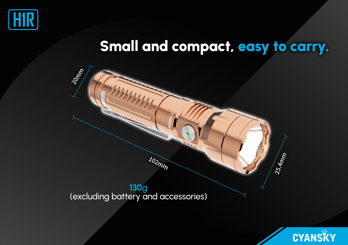 copper flashlight rechargeable Cyansky H1R EDC Flashlight 700 Lumens (Copper)