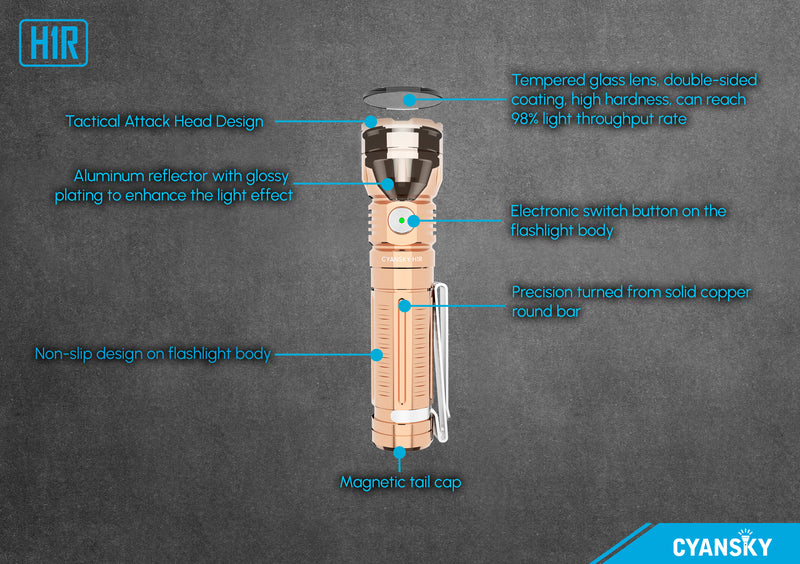 Cyansky H1R EDC Flashlight 700 Lumens (Copper)