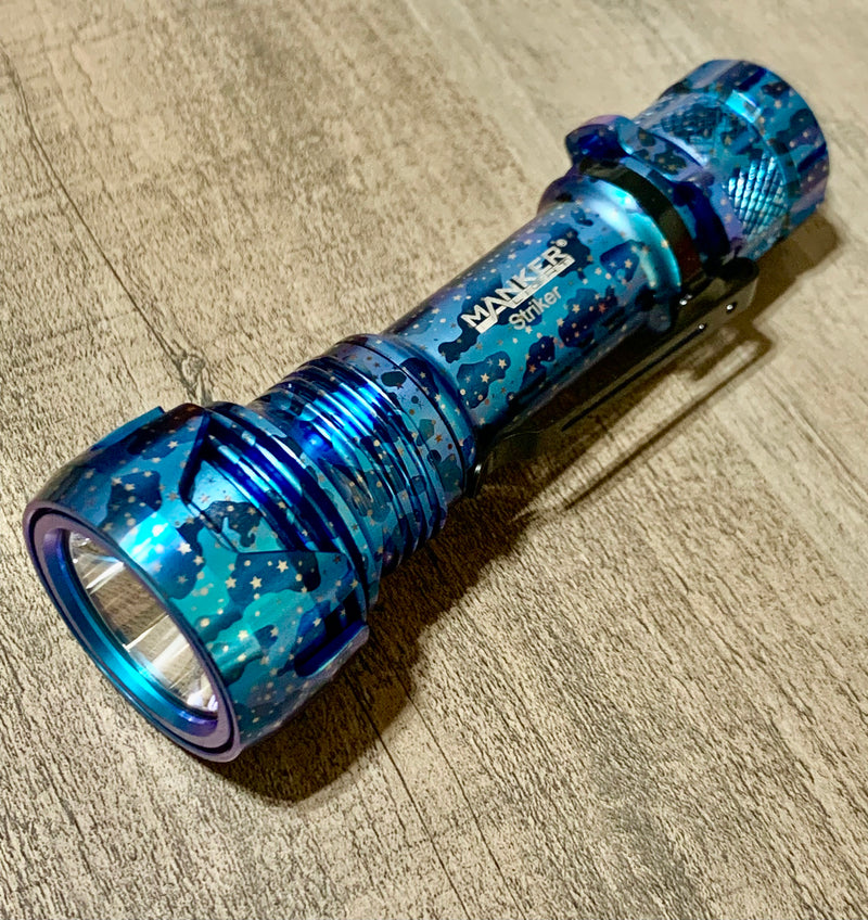 Manker Striker Titanium Limited Edition: Starry Sky Blue & Green Circuit Texture 2300 Lumens