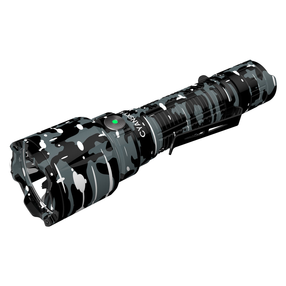 Cyansky K3 V2.0 Long Range Tactical Flashlight (Leopard Camo) 2000 Lumens