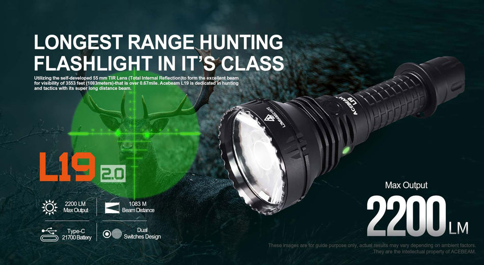 L19 2.0 Long Range Flashlight (Desert) - Osram KW CULPM1.TG - White LED Max Output: 1650 Lumens