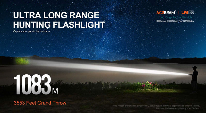 L19 2.0 Long Range Flashlight (Desert) - Osram KW CULPM1.TG - White LED Max Output: 1650 Lumens
