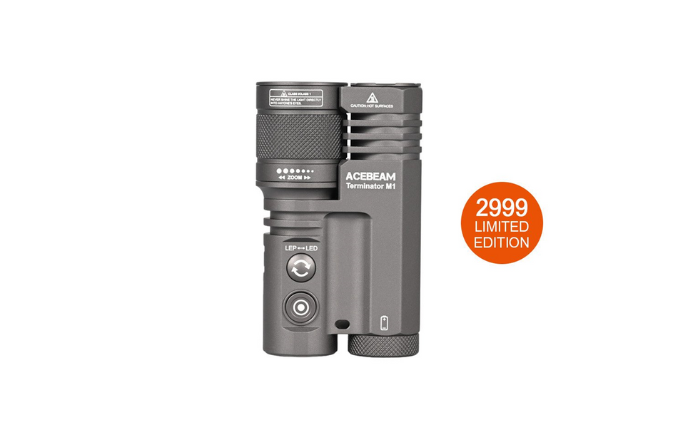 Acebeam Terminator M1 Dual Head LEP/LED Flashlight (Limited Edition) 3500 Lumens (Gray)