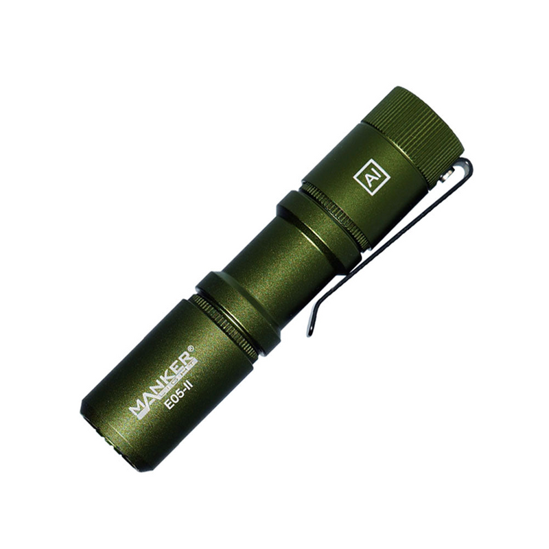 Manker E05 II 800 Lumens High Output EDC Flashlight (Army Green) NICHIA 519A 4000K R9080