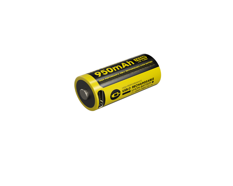 Nitecore NL169R 950mAh Rechargeable RCR123 16340 Battery with USB-C Charging Port