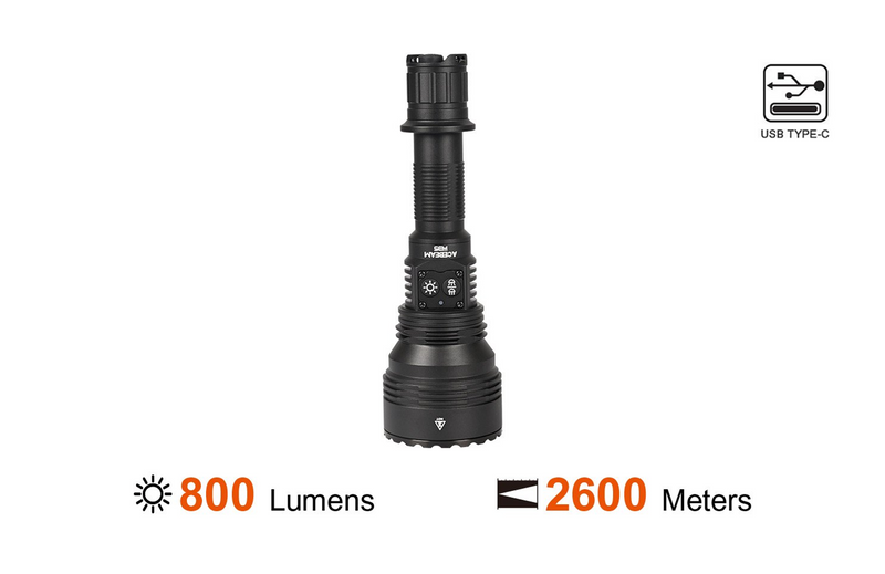 Acebeam W35 LC DEL Zoom LEP Flashlight 800 Lumens