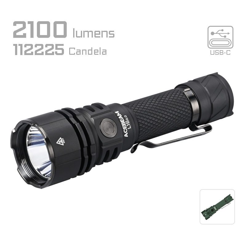 Acebeam L16 2.0 Tactical Flashlight 2100 Lumens (Black)