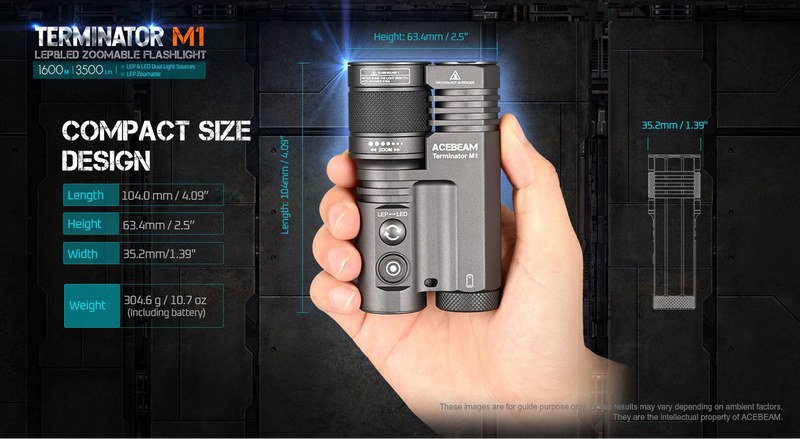 Acebeam Terminator M1 Dual Head LEP/LED Flashlight (Limited Edition) 3500 Lumens