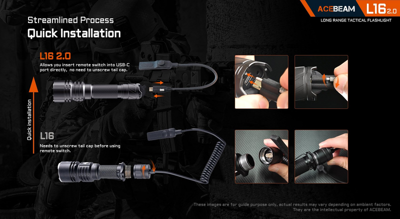 Acebeam L16 2.0 Tactical Flashlight 2100 Lumens (Black)