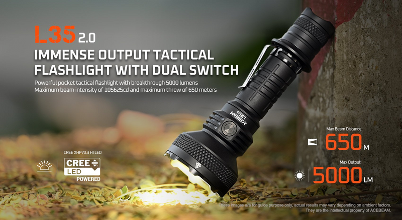 Acebeam L35 2.0 Tactical Flashlight CREE XHP70.3 HI 5000 Lumens (Black)
