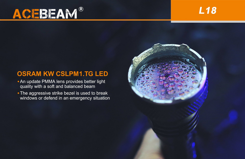 Acebeam L18 Tactical Flashlight 2100 Lumens (Green LED)