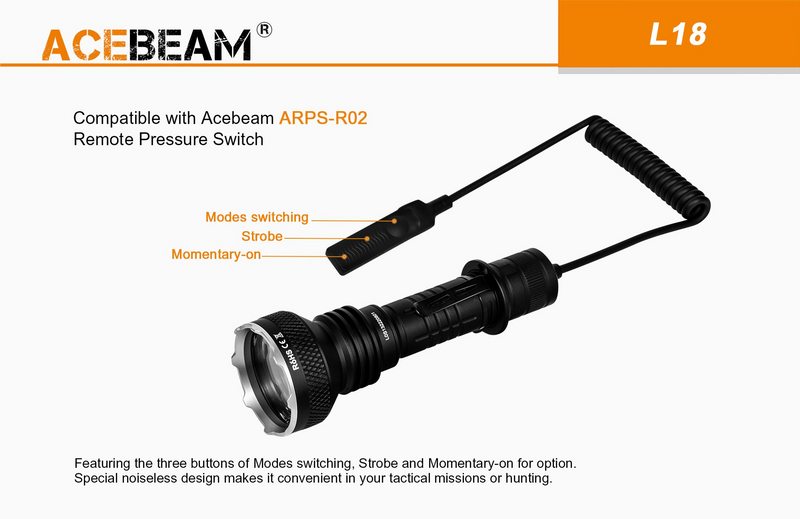 Acebeam L18 Tactical Flashlight 2100 Lumens (Green LED)