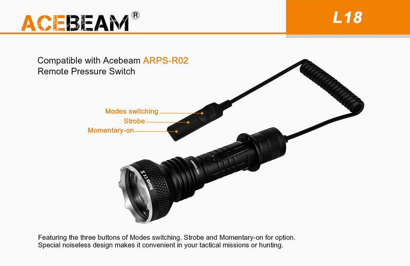 Acebeam L18 Tactical Flashlight 2100 Lumens (Green Light)