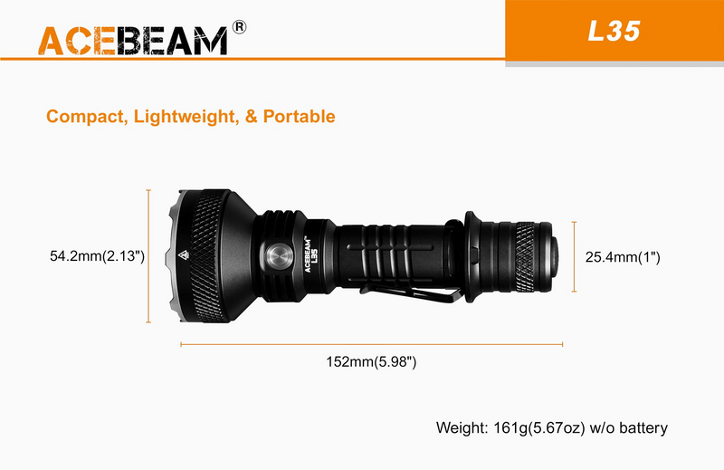 Acebeam L35 Tactical Flashlight 5000 Lumens (Dark Green)