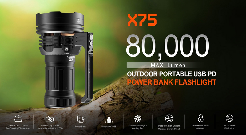 Acebeam X75 CREE XHP70.2 and XHP70.3 HI 67000 + Lumens