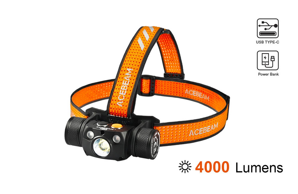 Acebeam H30 Headlamp Neutral White 5000K +Two Auxiliary Red + Green 4000 Lumens