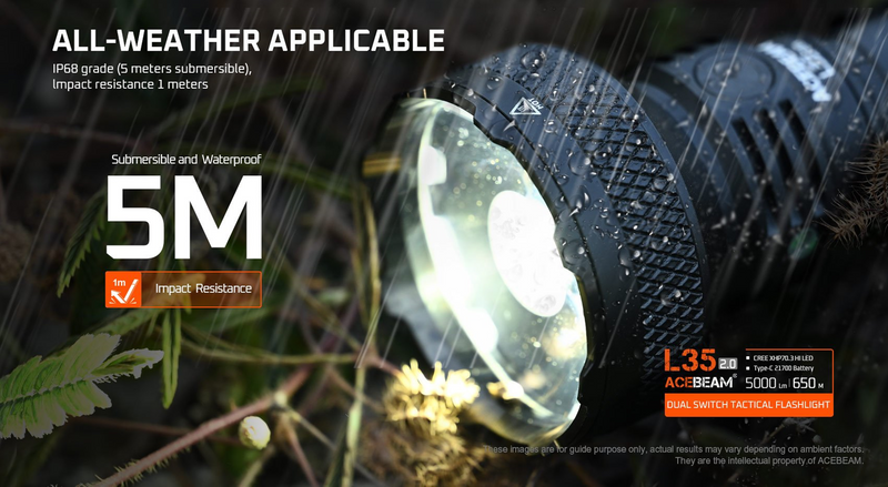 Acebeam L35 2.0 Tactical Flashlight CREE XHP70.3 HI 5000 Lumens (Black)